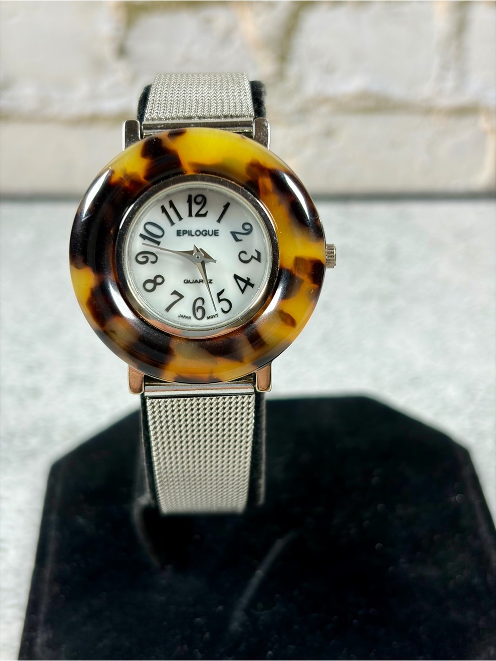 Epilogue Tortoiseshell Women’s Quartz Watch Mesh Band 32mm New Battery